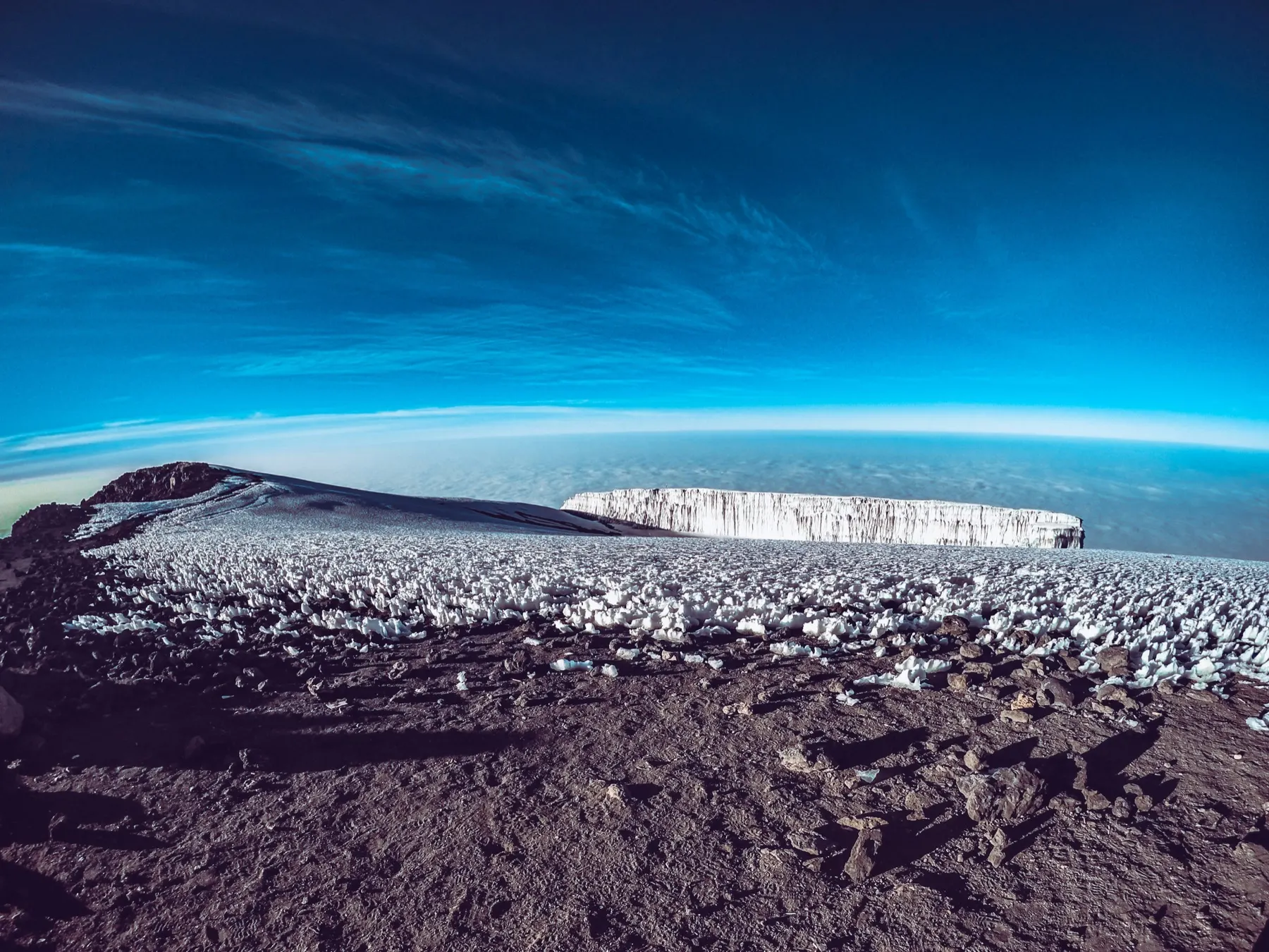 Glaciers near the summit of Mount Kilimanjaro
